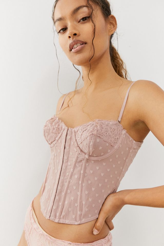 Urban Outfitters Out From Under Harlow Sheer Mesh Corset Bodysuit