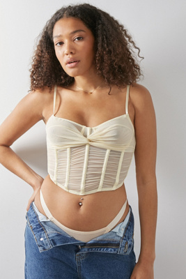 Urban Outfitters Out From Under Harlow Sheer Mesh Corset Bodysuit