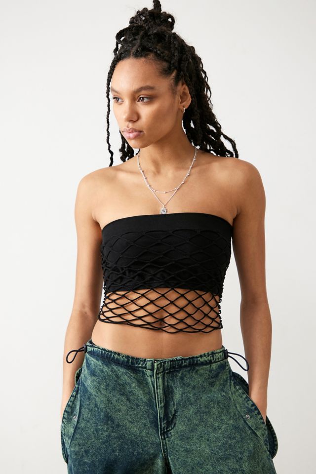 Out From Under Bandeau Fishnet Crop Top