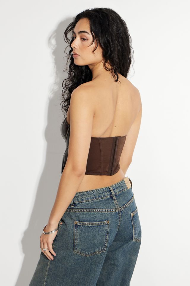 Out From Under Distressed Faux Leather Corset #2