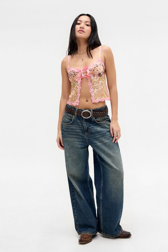 Out From Under Mix Print Tie-Front Cami #1