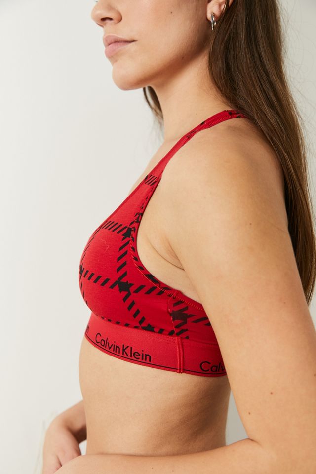 Calvin Klein - Soutien-gorge léger sans doublure imprimé à carreaux rouge #1