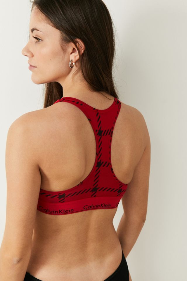 Calvin Klein - Soutien-gorge léger sans doublure imprimé à carreaux rouge #2