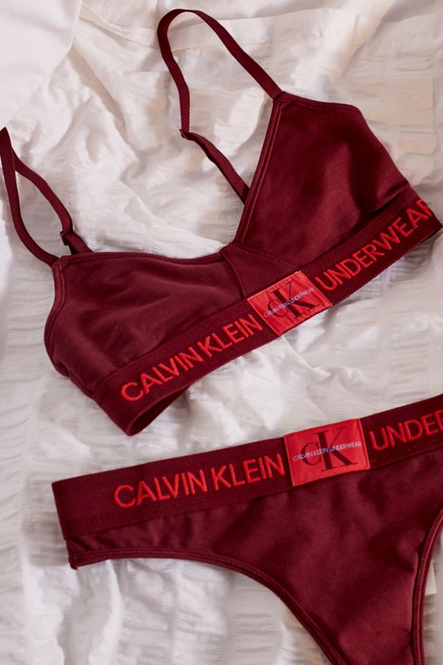 Calvin Klein Burgundy Monogram Logo Triangle Bra #5
