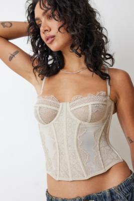 Eve White Lace Bustier Corset Crop Top, 59% OFF