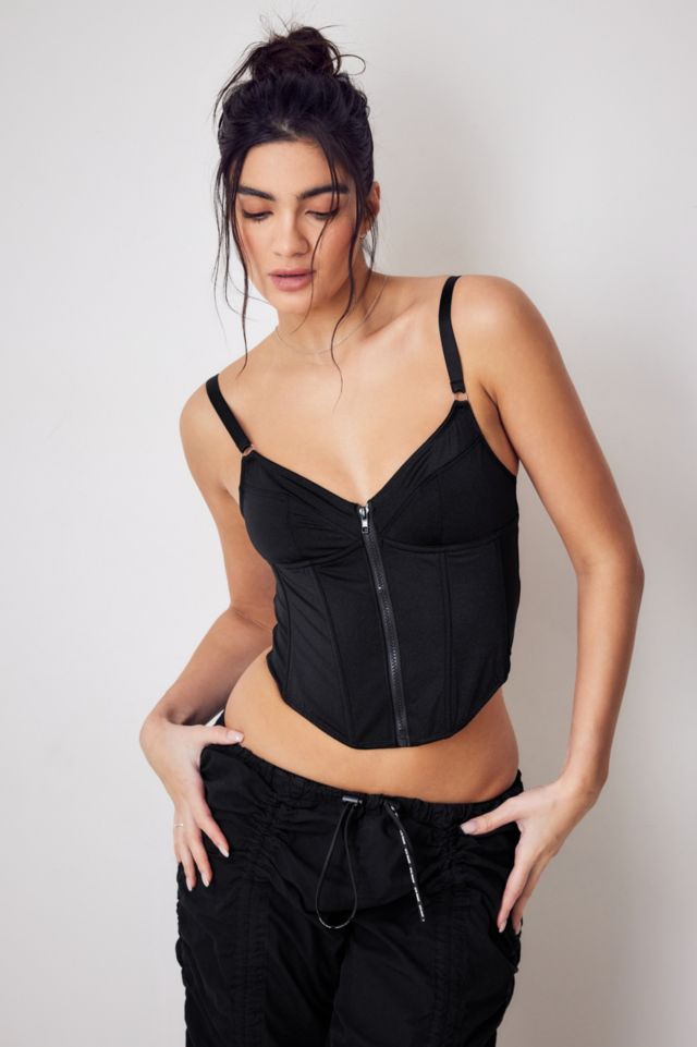 Corey Lace Up Corset Top in Black