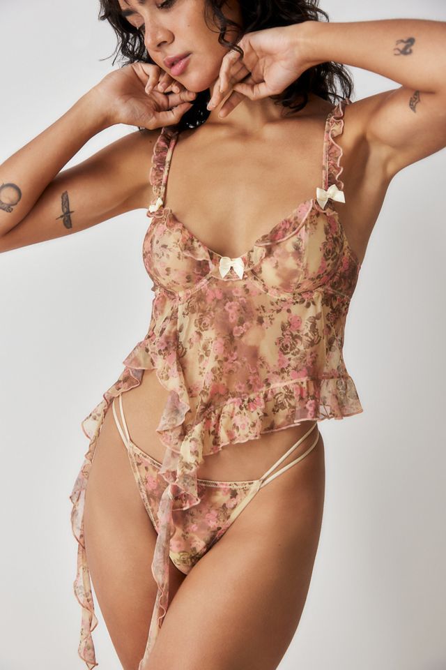 Out From Under Patsy Floral Asymmetric Corset Top  #4