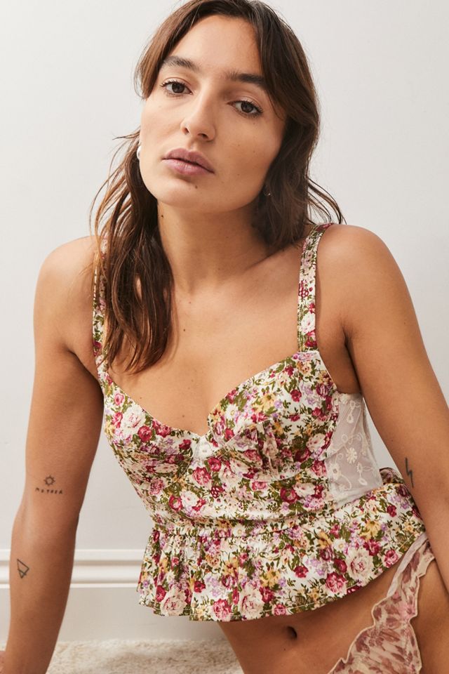 Out From Under Lennon White Floral Corset #2