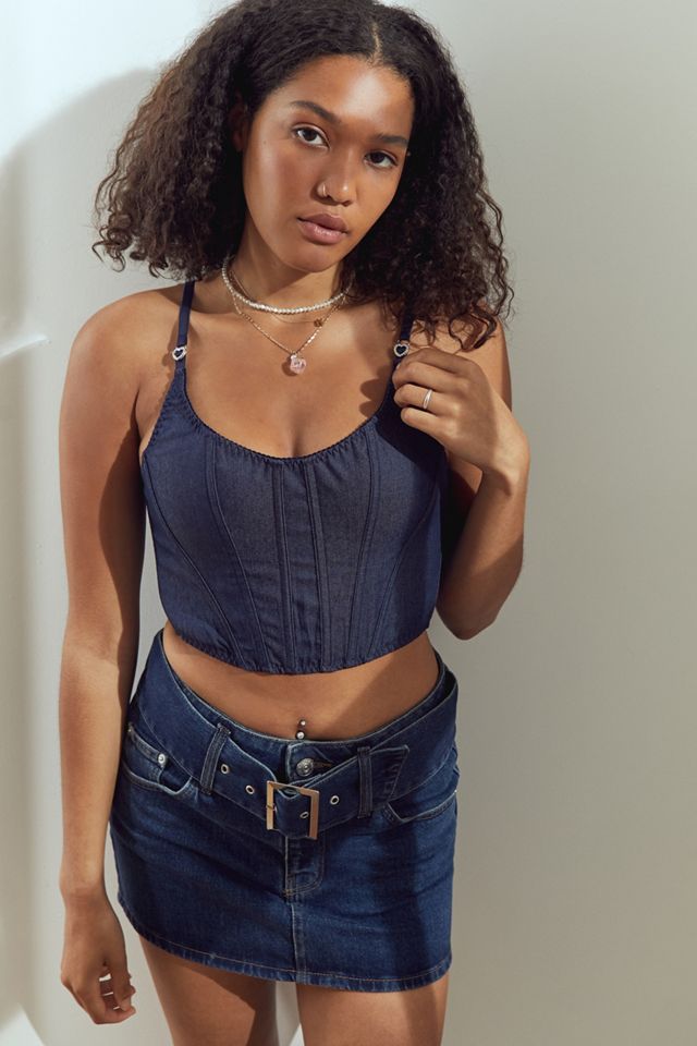 Urban Outfitters Out From Under Done Up Denim Corset