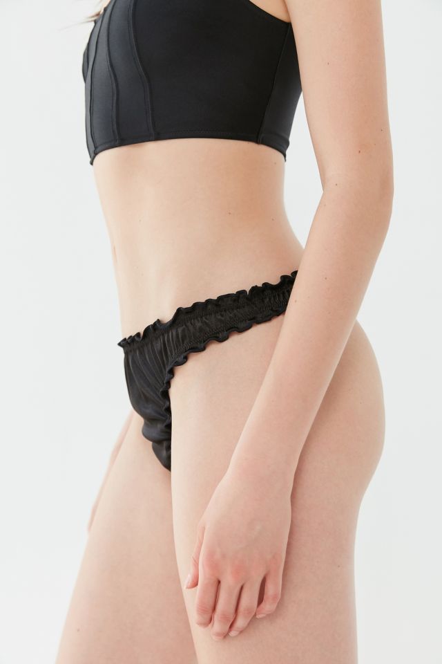 Out From Under Little Flirt Satin Ruffle Thong