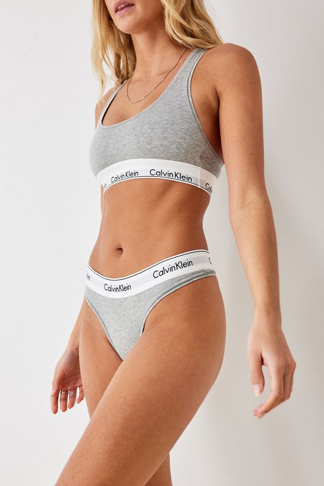 Calvin Klein Grey Modern Cotton Classic Logo Thong