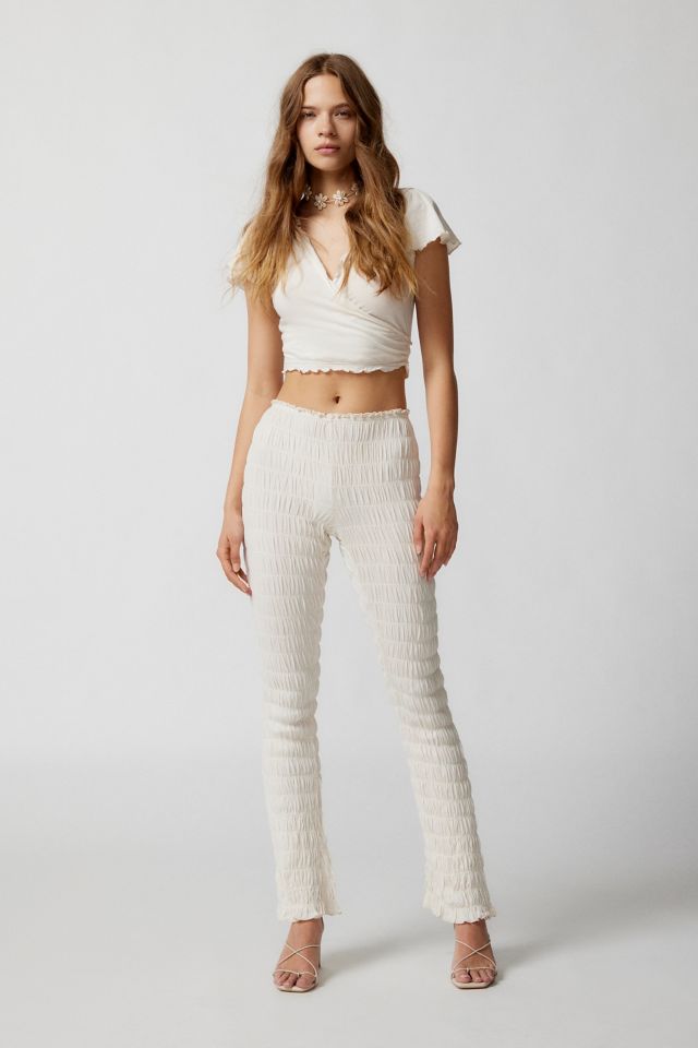 White ruched hot sale pants