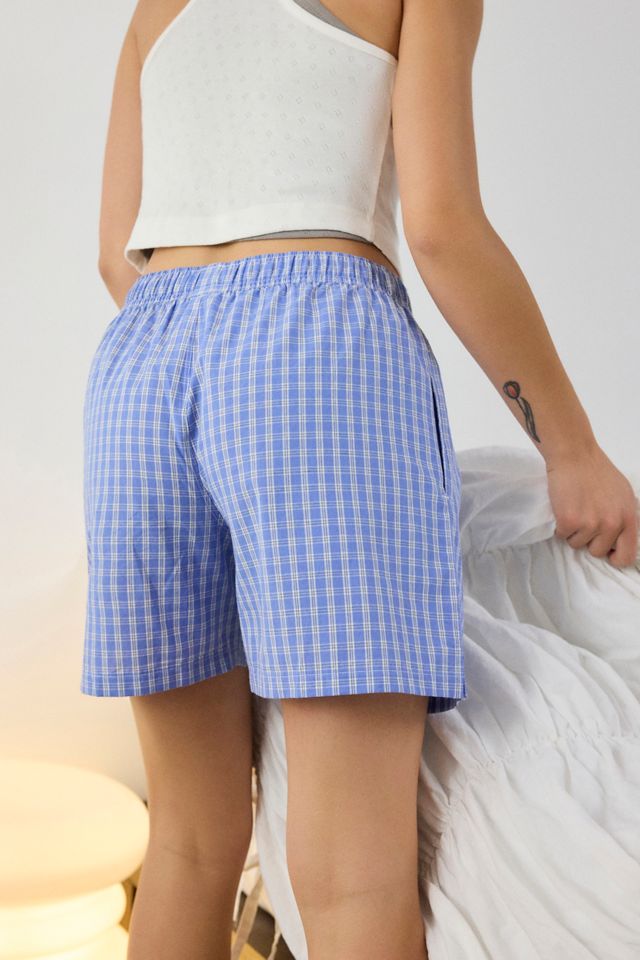 BDG Blue Check Longline Boxer Shorts #2