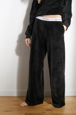 calvin klein black velvet pants