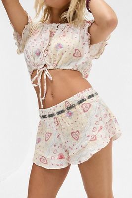 Out From Under Lilly Shirred Ruffle Micro Shorts