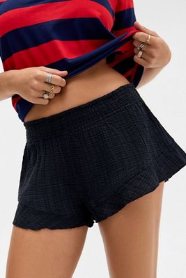 Out From Under Lilly Shirred Ruffle Micro Shorts