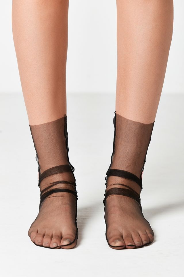 Out From Under Embroidered Tulle Sock #3