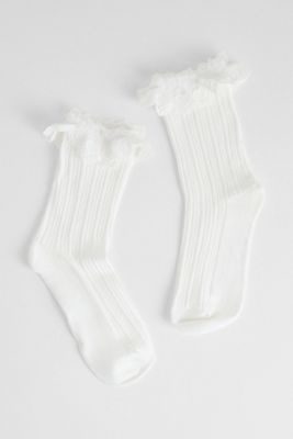 Out From Under Heart Ruffle Trim Socks
