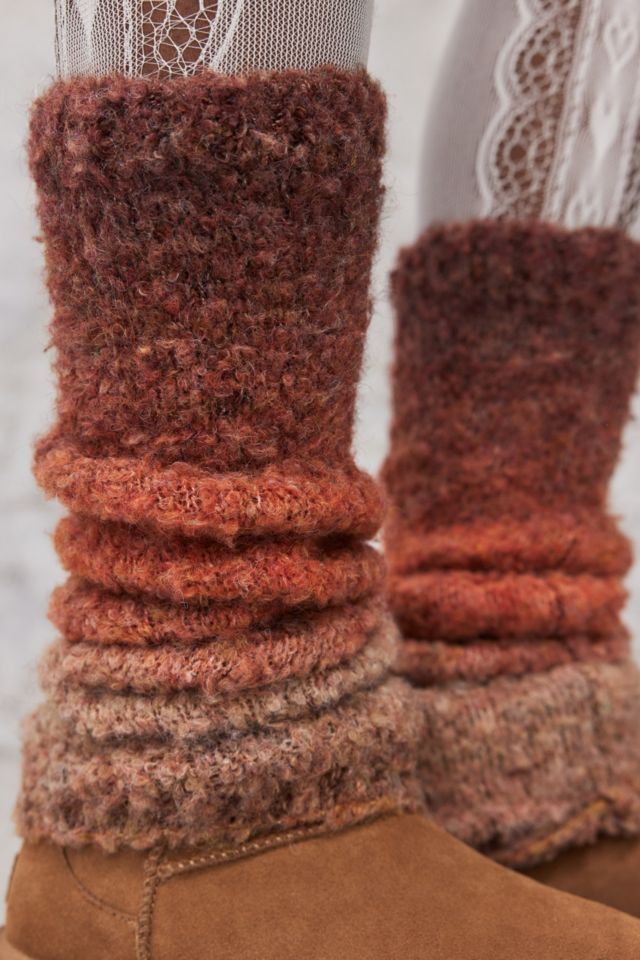 Ombre Wool Leg Warmers in Beige to Brown Natural Wool, Boiled Wool