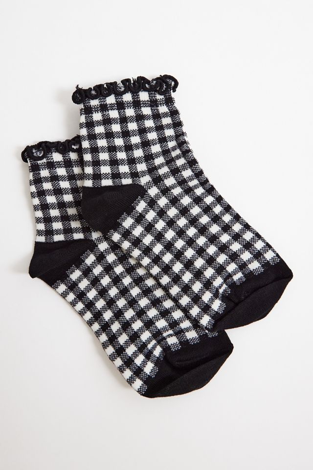 Out From Under Gingham Lettuce Edge Socks #1