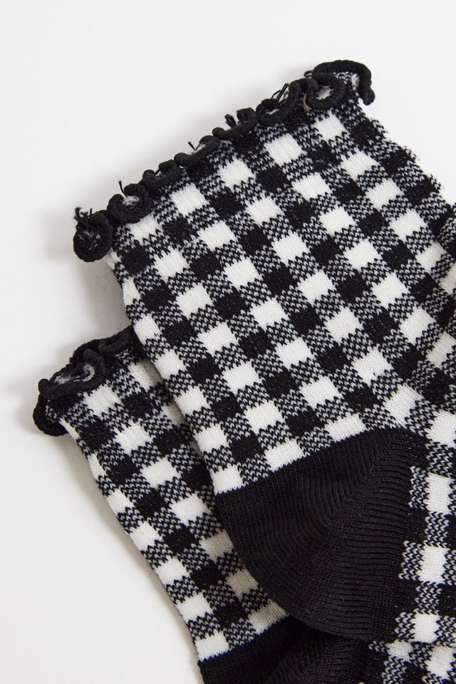Out From Under Gingham Lettuce Edge Socks #2