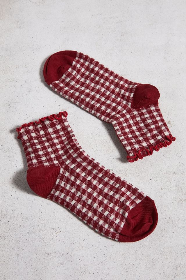 Out From Under Gingham Lettuce Edge Socks #1