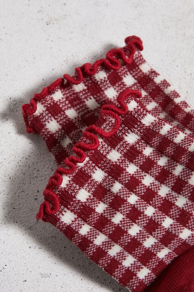 Out From Under Gingham Lettuce Edge Socks #2