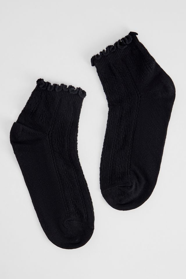 Out From Under Pointelle Lettuce-Edge Ankle Socks #1