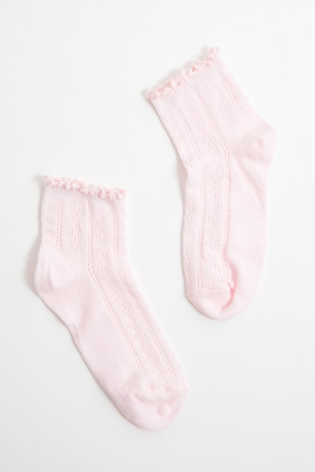 Out From Under Pointelle Lettuce-Edge Ankle Socks #1