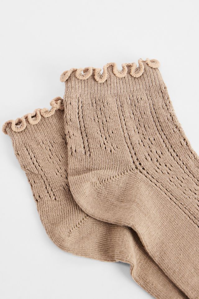 Out From Under Pointelle Lettuce Edge Socks #1
