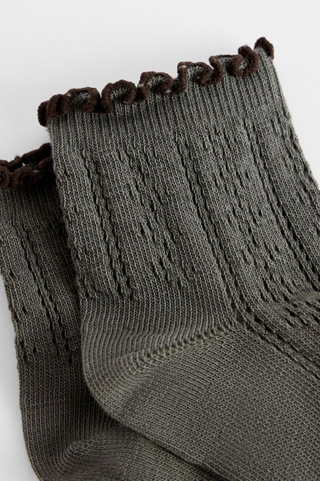 Out From Under Tipped Contrast Lettuce Edge Socks #2