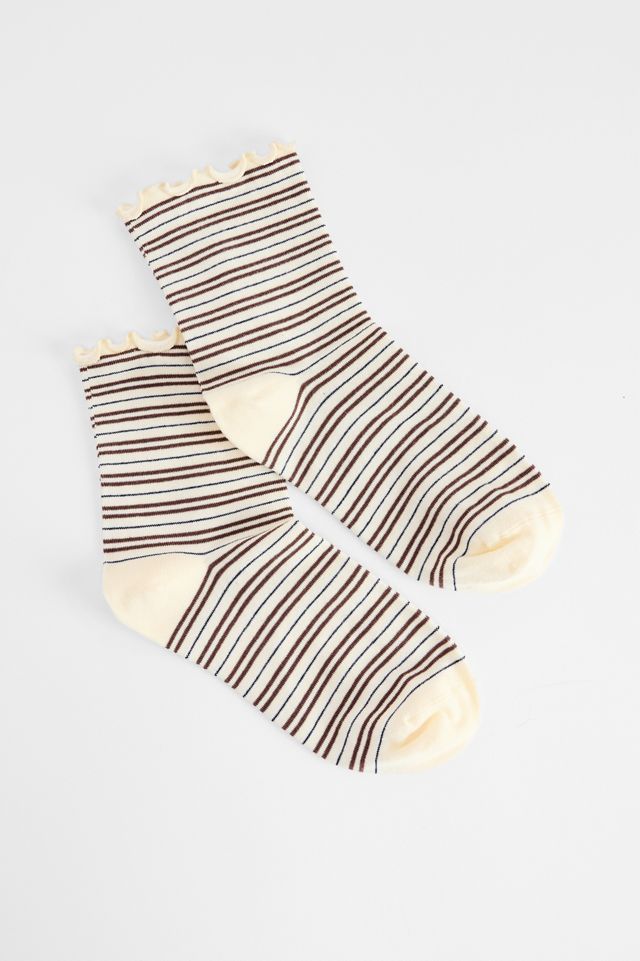 Out From Under Stripe Lettuce Edge Socks #1
