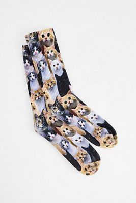 Out From Under Cat Print Socks