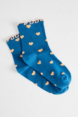 Calcetines de Tobillo con Borde de Lechuga de Lunares de Corazón Out From Under