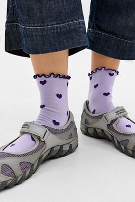 Calcetines de Tobillo con Borde de Lechuga de Lunares de Corazón Out From Under