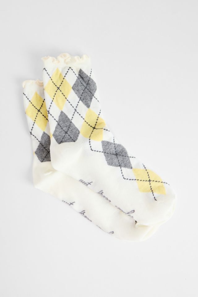 Out From Under Argyle Lettuce Edge Socks
