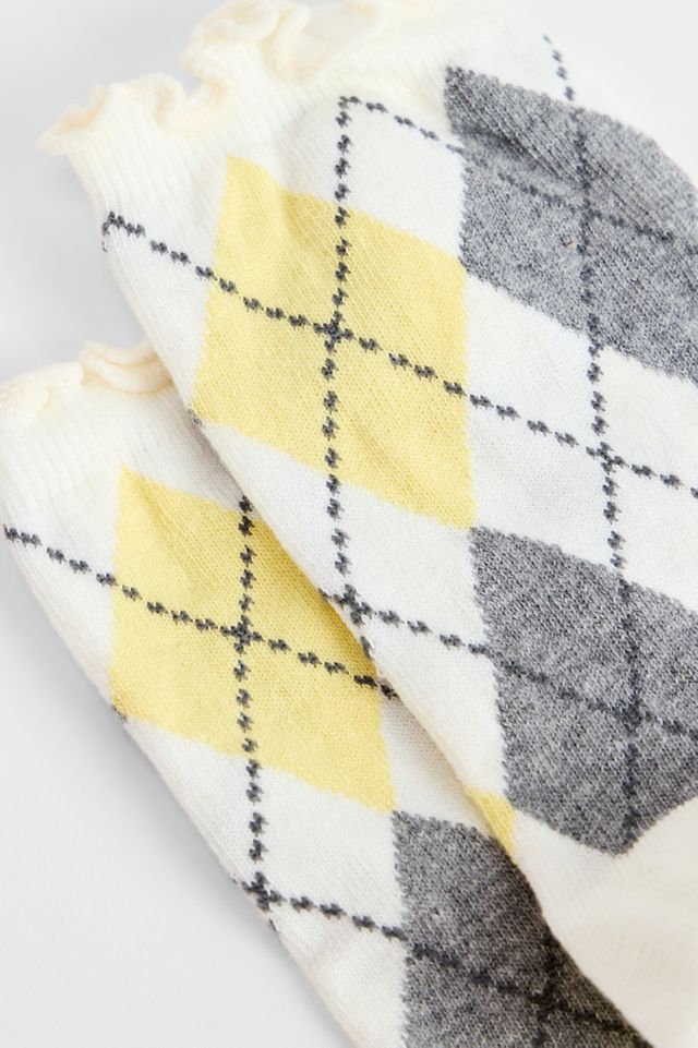 Out From Under Argyle Lettuce Edge Socks #1
