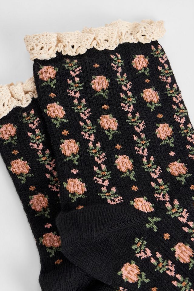 Out From Under Blumengestrickte Socken mit Besatz #2