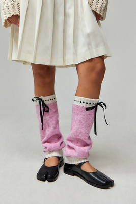 Bowbear Baby Leg Warmers - 5 Pair Set With Ruffles, Pink Purple Black White Gray