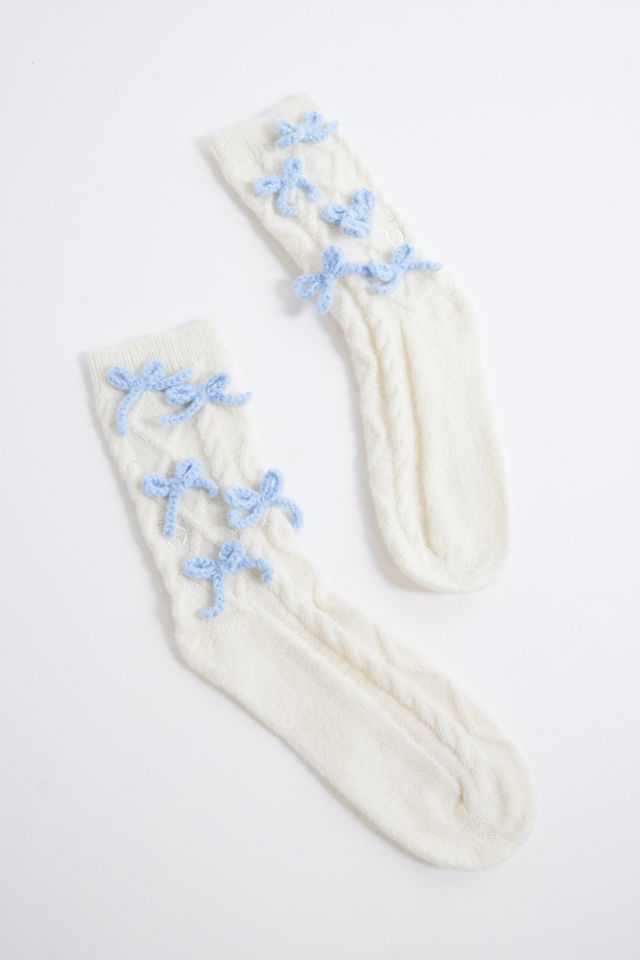 Out From Under Bow Cable Knit Socks #1