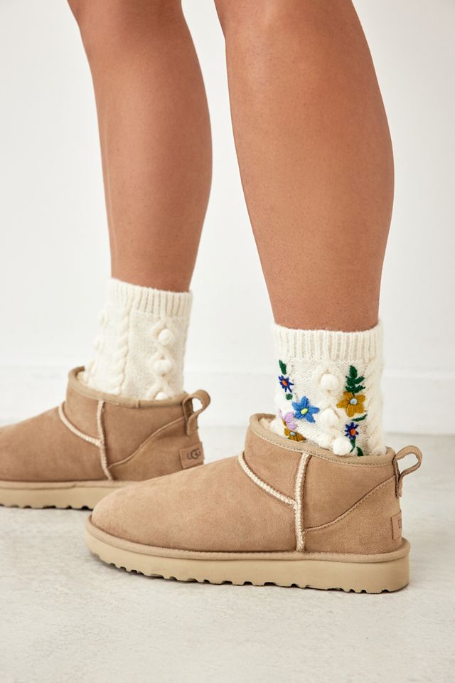 Out From Under Floral Cable Knit Socks #2