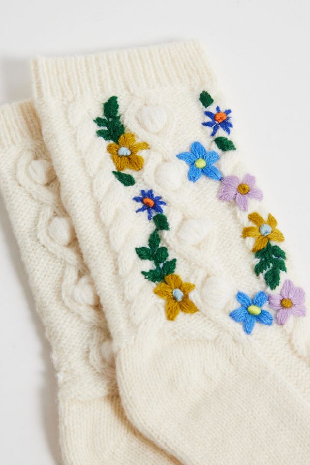 Out From Under Floral Cable Knit Socks #3