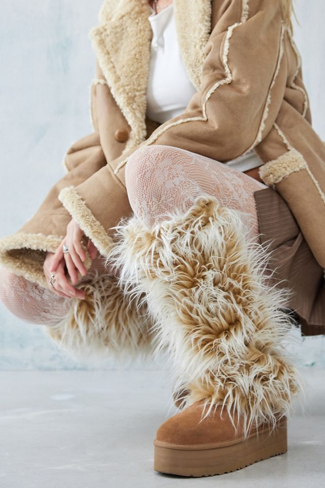 Brown Faux Fur Leg Warmers