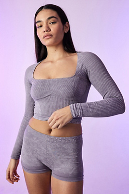 iets frans SPORT Acid Wash Ribbed Crop Top | Urban Outfitters UK