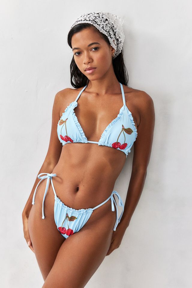 Out From Under Vivien Cherry Ruffle Triangle Bikini Top #1