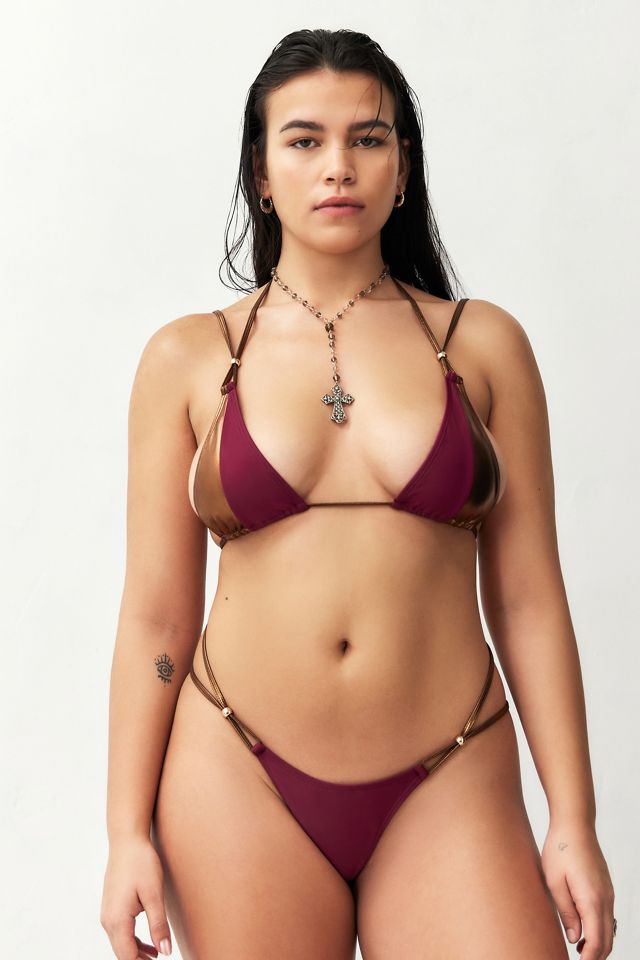 Jaded London Luna Metallic Triangle Bikini Top #3