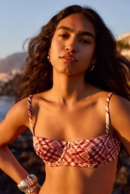 Top de Bikini con Aros a Cuadros Out From Under