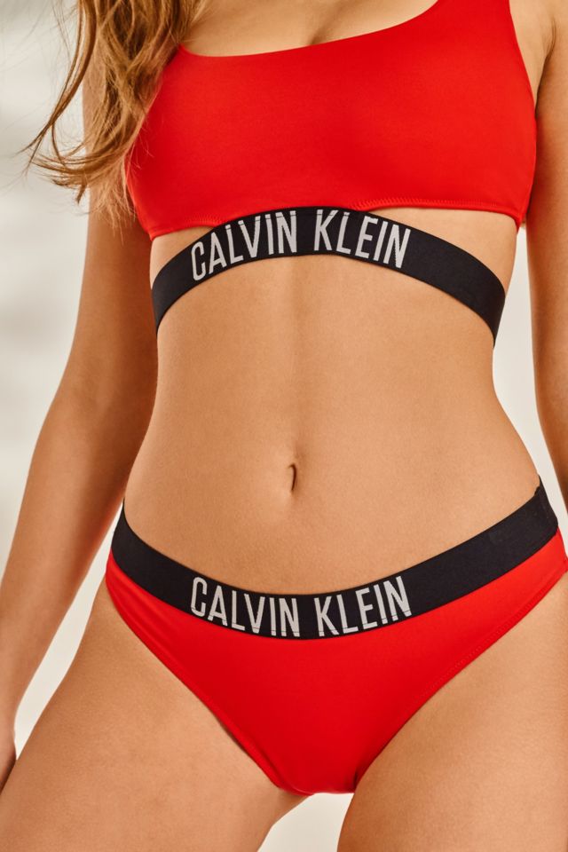 Red calvin shop klein bikini bottoms