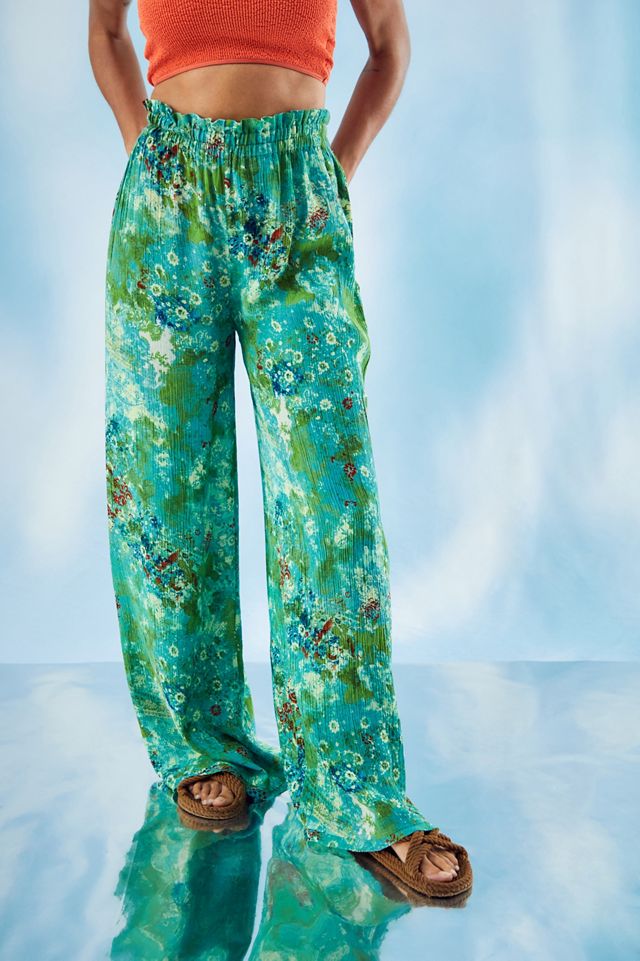 Out From Under Green Paisley Crinkle Trousers #1
