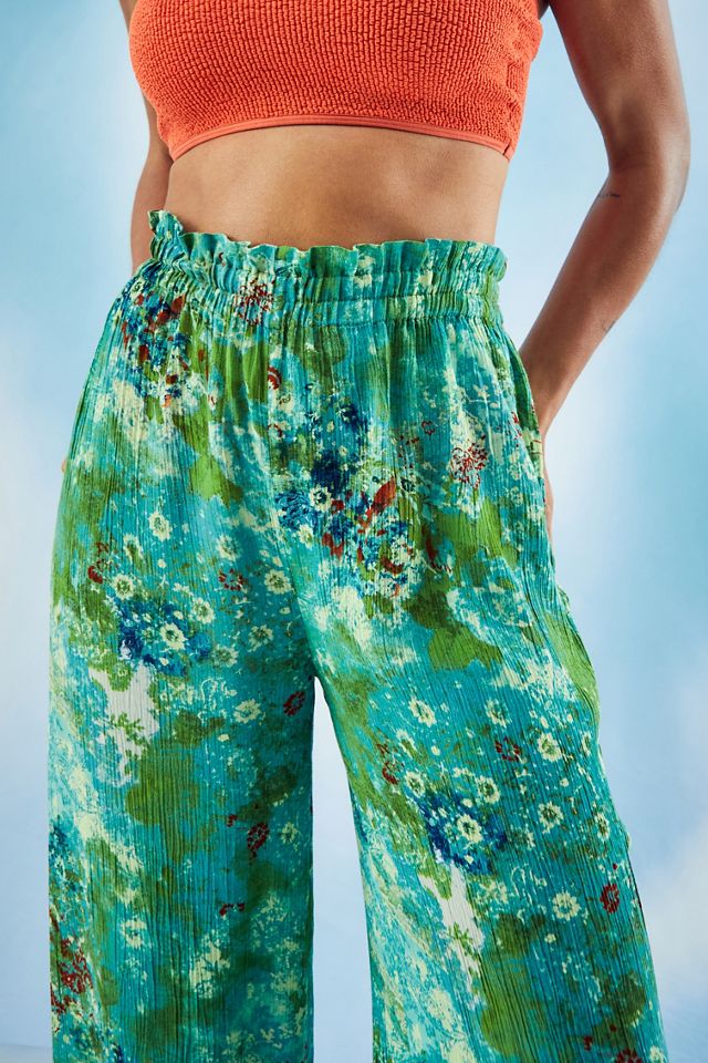 Out From Under Green Paisley Crinkle Trousers #2